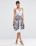 Asos Winter Forest Floral Pinny Midi Prom Dress - Multi