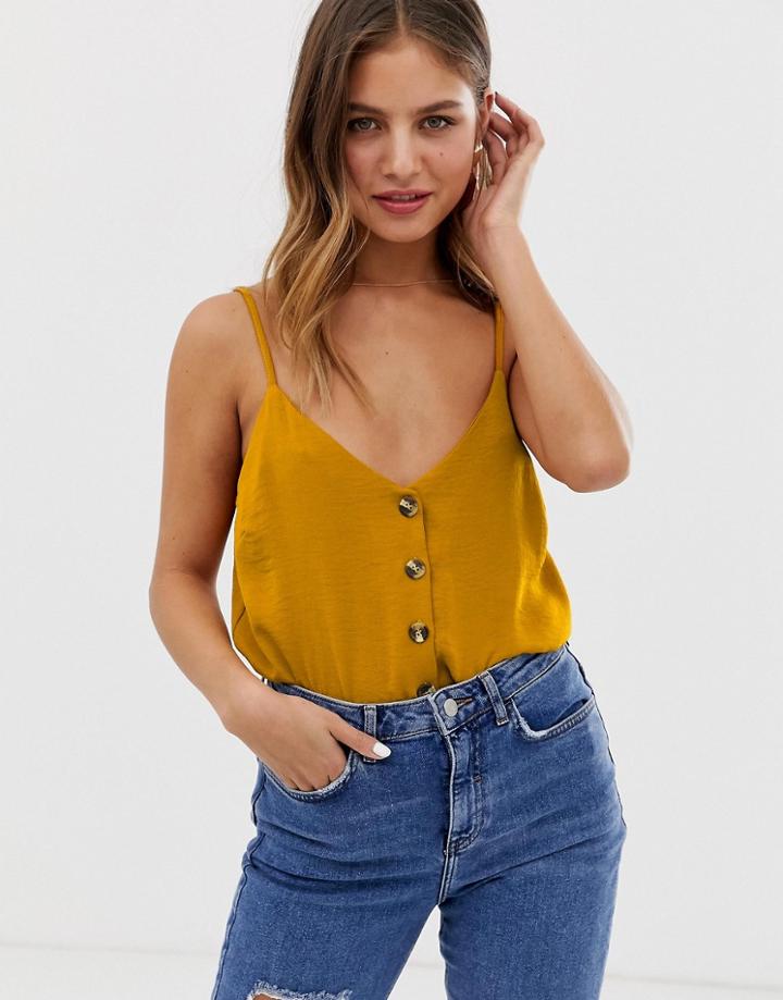 New Look Button Through Cami In Dark Yellow - Yellow