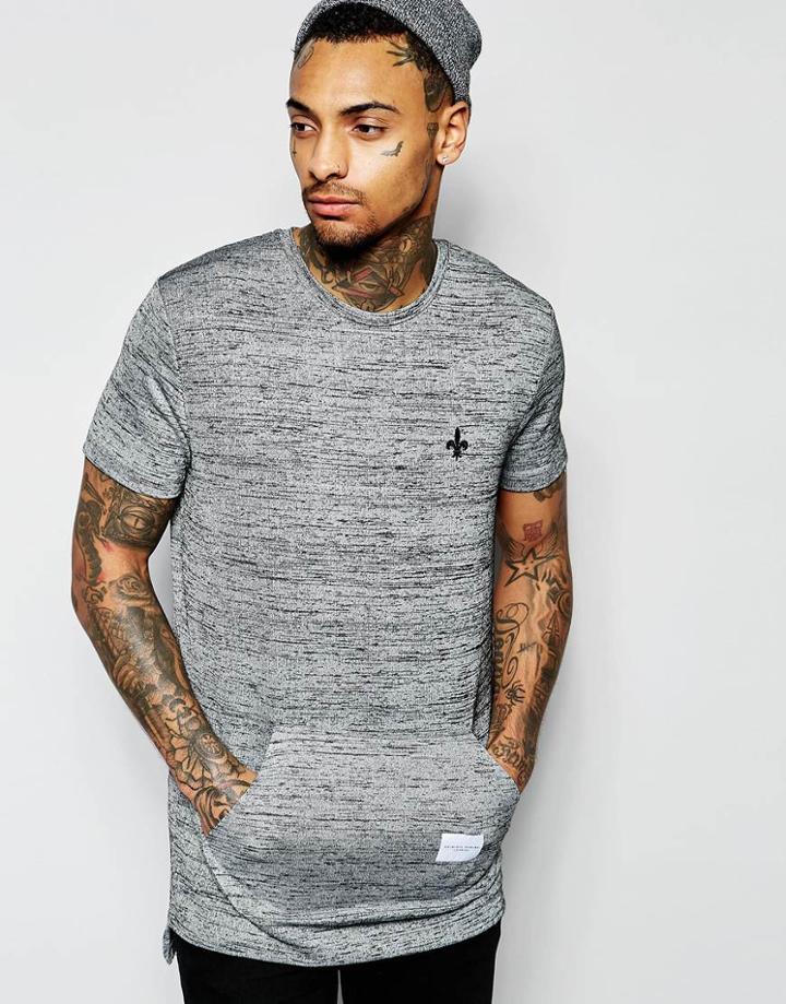 Criminal Damage T-shirt With Pouch Pocket - Black