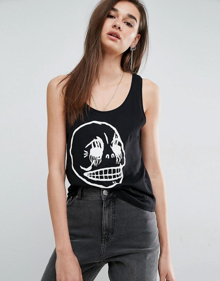 Cheap Monday Fling Corpse Skull Print Tank - Black