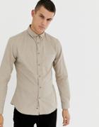 Celio Long Sleeve Cord Shirt In Beige - Beige
