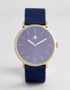 Asos Watch In Brown Faux Leather And Navy Canvas - Brown