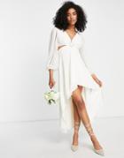 Ever New Bridal Open Back High Low Maxi Dress With Heart Clasp In Ivory-white