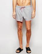 Asos Short Length Runner Swim Shorts In Gray With Contrast Binding - Gray