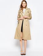 Asos Midi Trench With Retro Styling - Stone