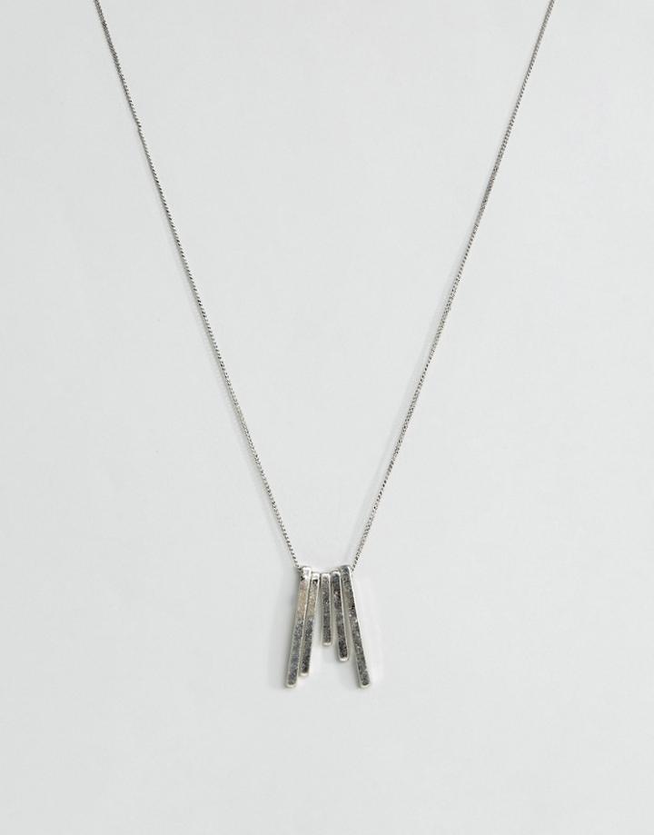 Asos Necklace In Burnished Silver With Bar Detail - Gold