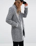 New Look Wool Longline Bomber Jacket - Gray