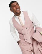 Harry Brown Wedding Tweed Slim Fit Double Breasted Vest-pink