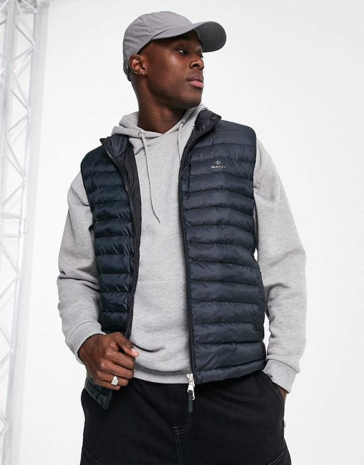 Gant Icon Logo Lightweight Puffer Vest In Black