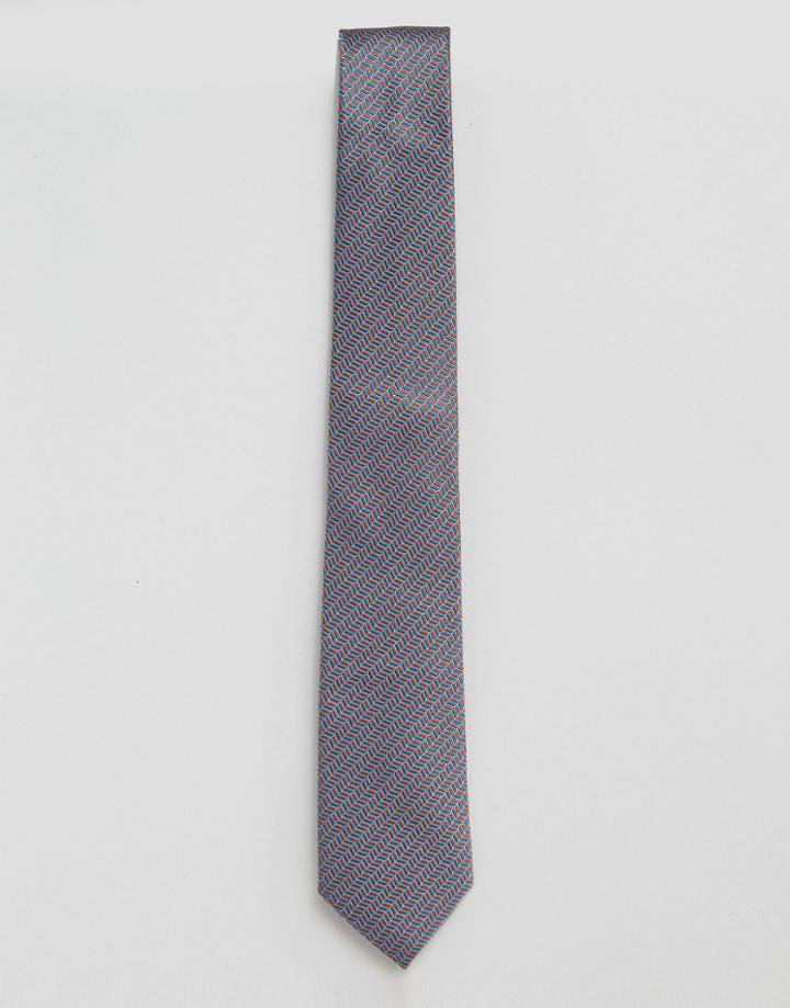 Penguin Formal Charcoal And Red Print Tie - Gray