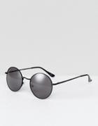 Asos Small 90s Metal Round Sunglasses - Black
