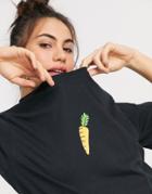 New Love Club Carrot T-shirt In Oversized-black