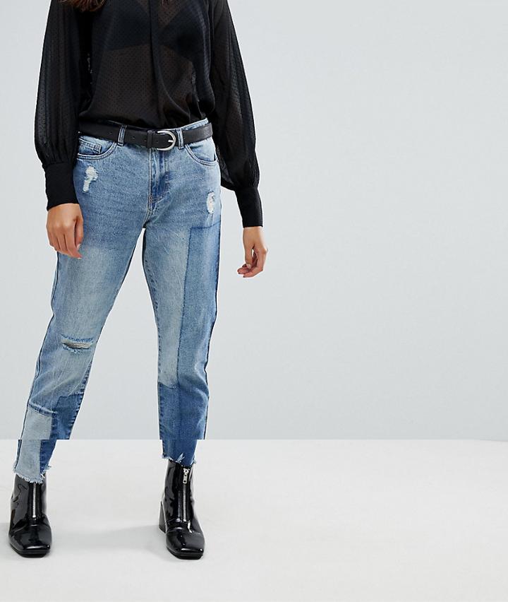 Only Boyfriend Patchwork Jeans-blue