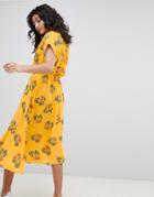 Weekday Floral Midi Dress - Yellow