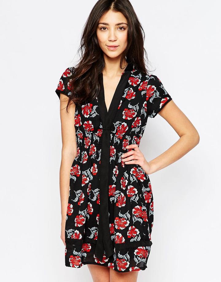 Yumi Floral Print Tea Dress - Multi