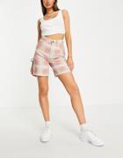 Kickers High Waisted Combat Mom Shorts In Check Denim-multi