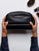Tommy Hilfiger Faux Leather Toiletry Bag In Black - Black