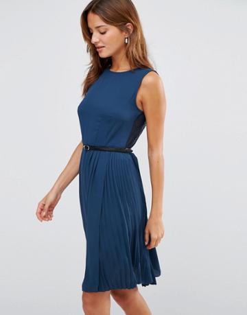 Lavand Belted Dress - Blue