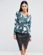 Vesper Floral Print Jacket With Zip Front - Multi