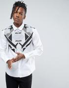 Versace Jeans Shirt With Chest Print In Slim Fit - White