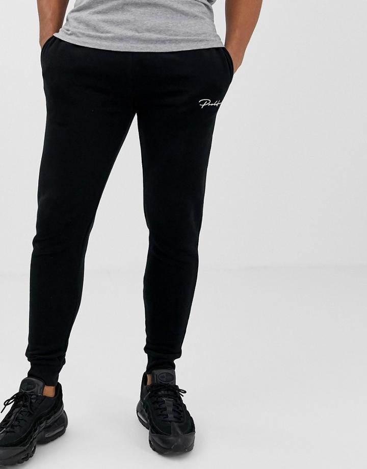 River Island Sweatpants With Embroidery Detail In Black - Black