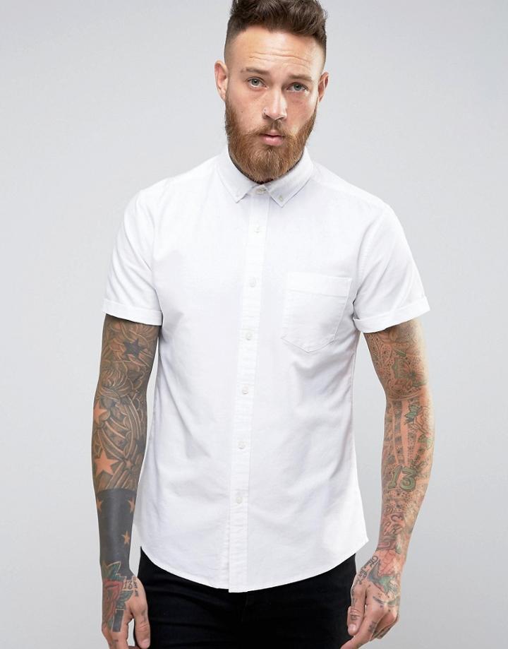 Asos Regular Fit Oxford Shirt In White - White