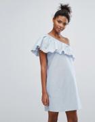 New Look Crochet One Shoulder Dress - Blue