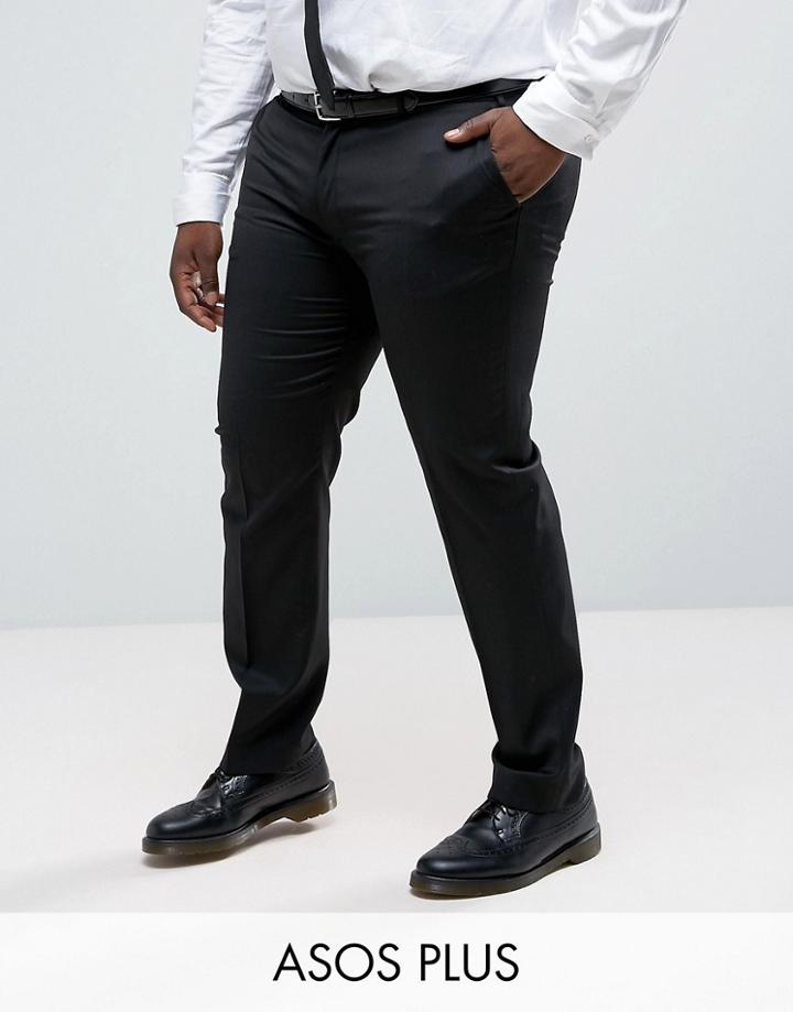 Asos Plus Slim Tuxedo Pants In Black - Black