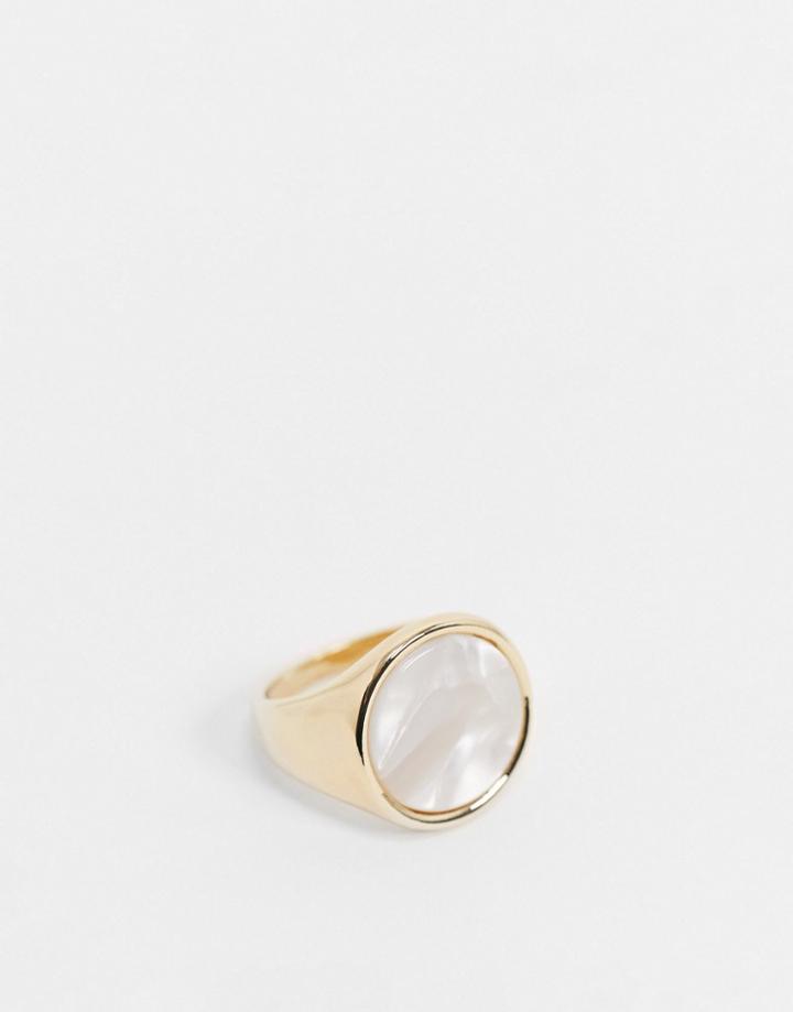 Whistles Circle Stone Signet Ring In Gold