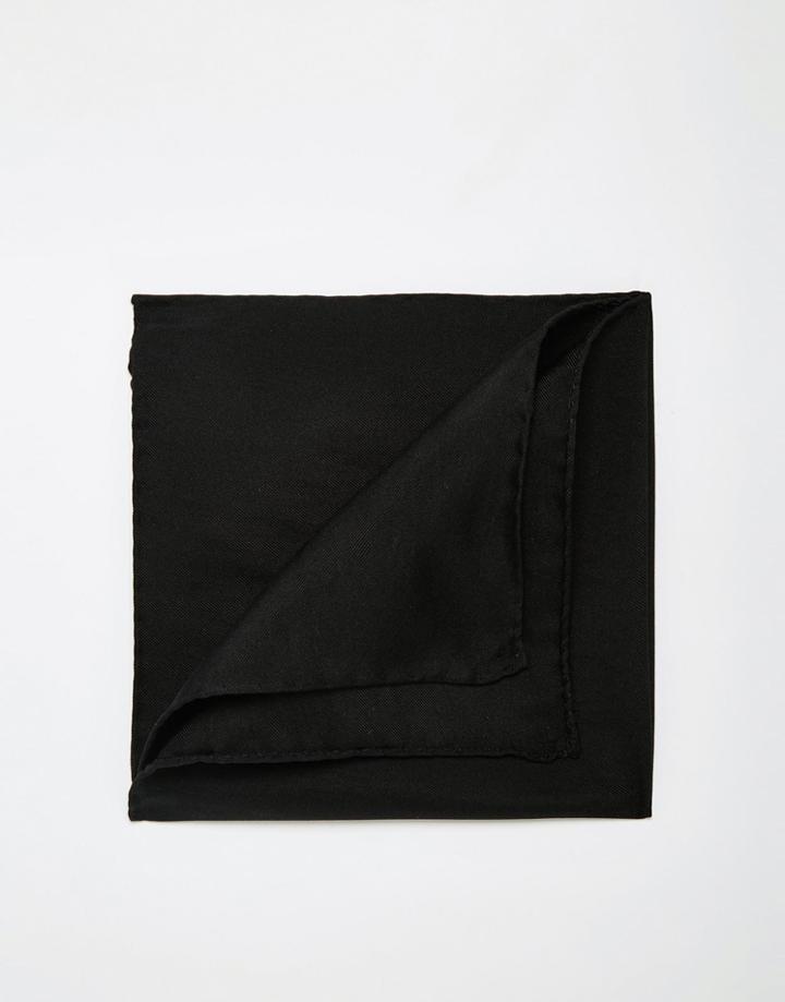 Noose & Monkey Italian Silk Pocket Square In Black - Black