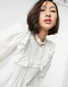 & Other Stories Lace Embroidered Blouse In White