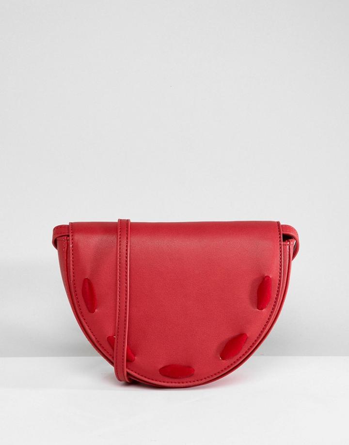 Liquorish Crescent Crossbody Bag - Red