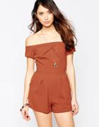 Love Cold Off Shoulder Romper - Rust