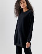 Pull & Bear Velvet Sweater Coord In Black - Black