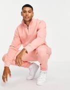 Topman Half Zip In Coral Pink - Part Of A Set