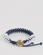 Icon Brand Plaited Woven Bracelet In Blue/white - Blue