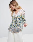 Traffic People Kimono Sleeve Mixed Print Shirt - Multi