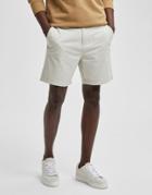 Selected Homme Cotton Blend Slim Chino Shorts In Light Stone - Stone-neutral
