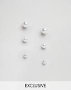 Designb London Pearl Multipack Earrings - Cream