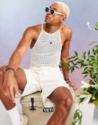 Asos Design Muscle Tank Top In Mesh With Racer Front And Back-white