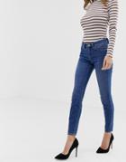 Asos Design Lisbon Mid Rise Skinny Jeans In Bright Blue Wash