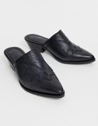 Asos Design Monaco Premium Leather Western Mule In Black - Black