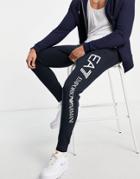 Armani Ea7 Train Vertical Logo French Terry Sweatpants In Navy