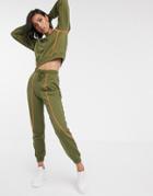 Asos Design Tracksuit Sweat / Jogger With Contrast Stitch-green