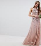 Asos Tall Wedding Floral Embroidered Dobby Mesh Cami Strap Maxi Dress - Multi