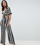 Asos Design Tall Tea Jumpsuit With Cut Out And Tie Detail In Chain Print-multi
