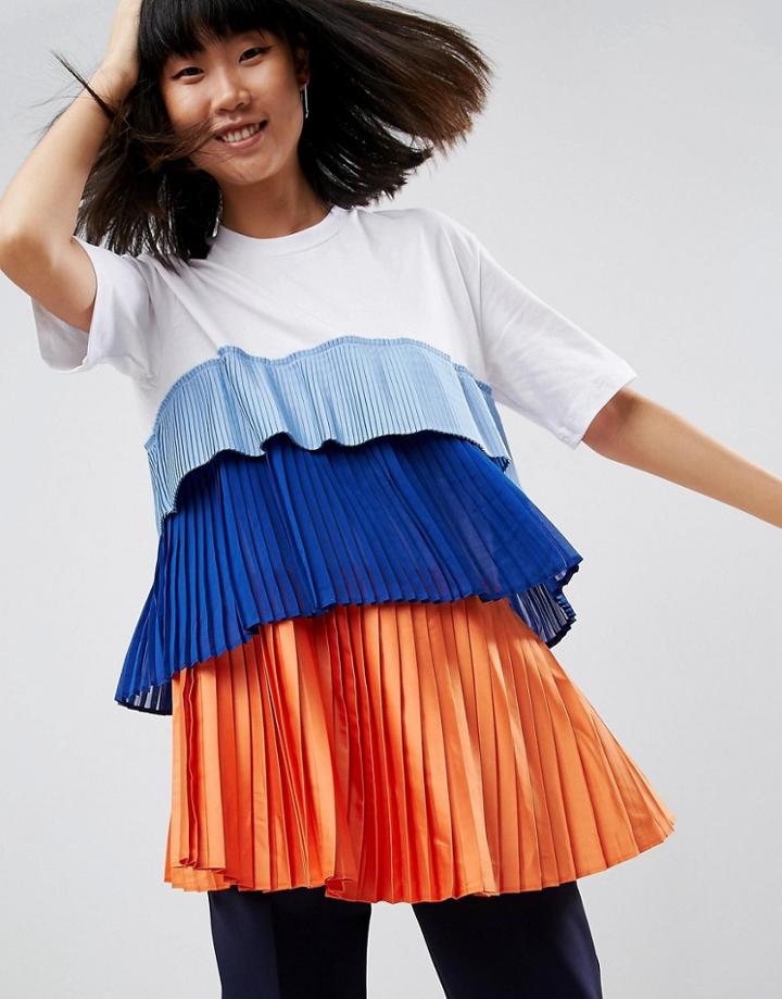 Asos White Satin And Tulle T-shirt - Multi