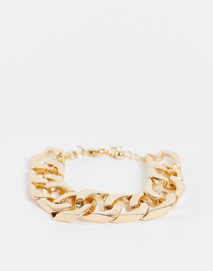 Asos Design Bracelet In Gold 18mm Chain