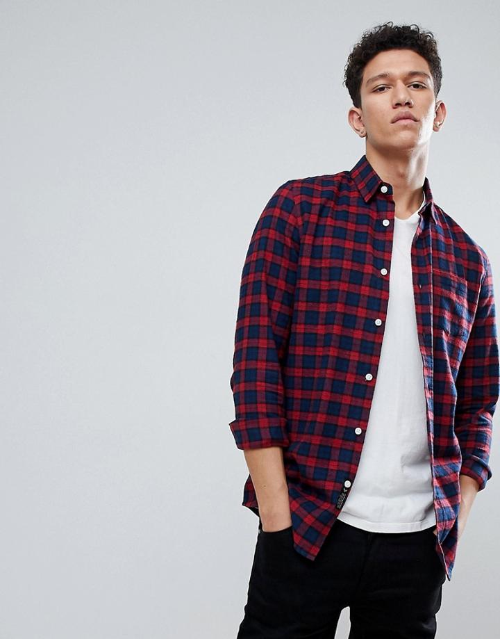 Threadbare Bold Flannel Check Shirt - Red