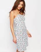 Sessun Sasa Strappy Dress In Blue Print - Blue